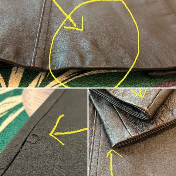 y2k blck 100% leather ‘Savannah’ overcoat minimalist trench - SZ M! stylish ~ - Picture 7 of 8